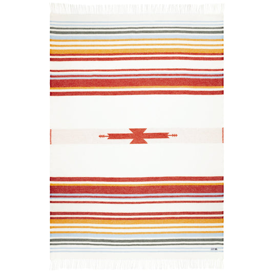 Bunt gestreifte Kuscheldecke für Kinder, Wohnzimmer und Camping.