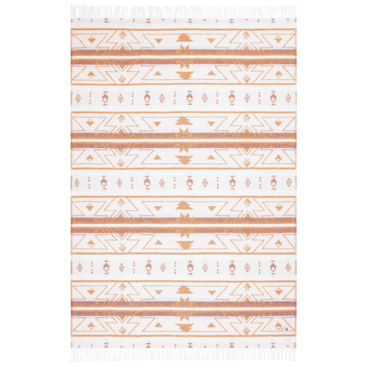 Braune Wolldecke mit Aztekenmuster als robuste Outdoor Decke und für kuschelige Wohnzimmer im Boho-Stil.