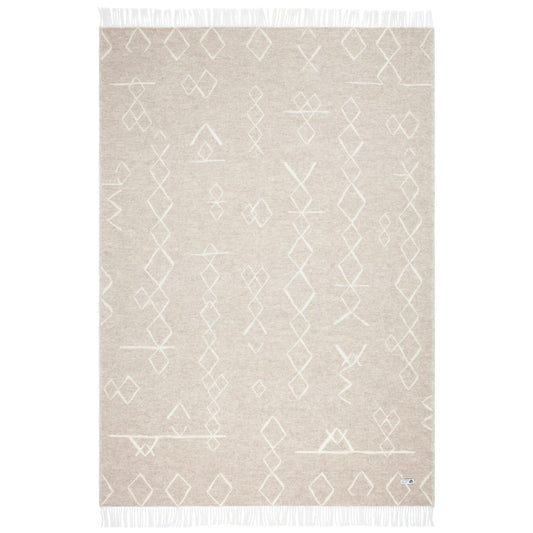 Hochwertiges graues Plaid mit Ethno Muster für skandinavische Inneneinrichtung und Wohnzimmer im Landhausstil.