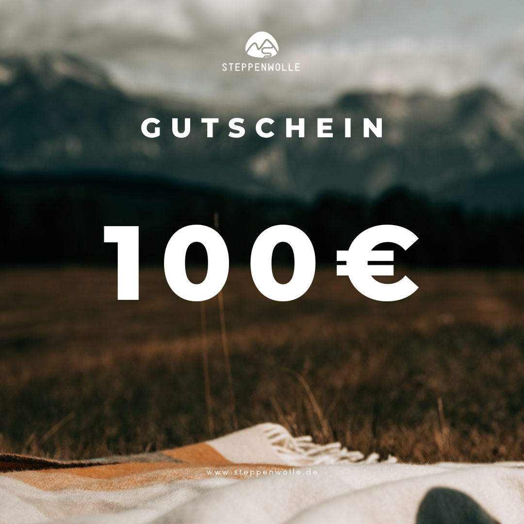 100 Euro Gutschein für eine Wolldecke von Steppenwolle 