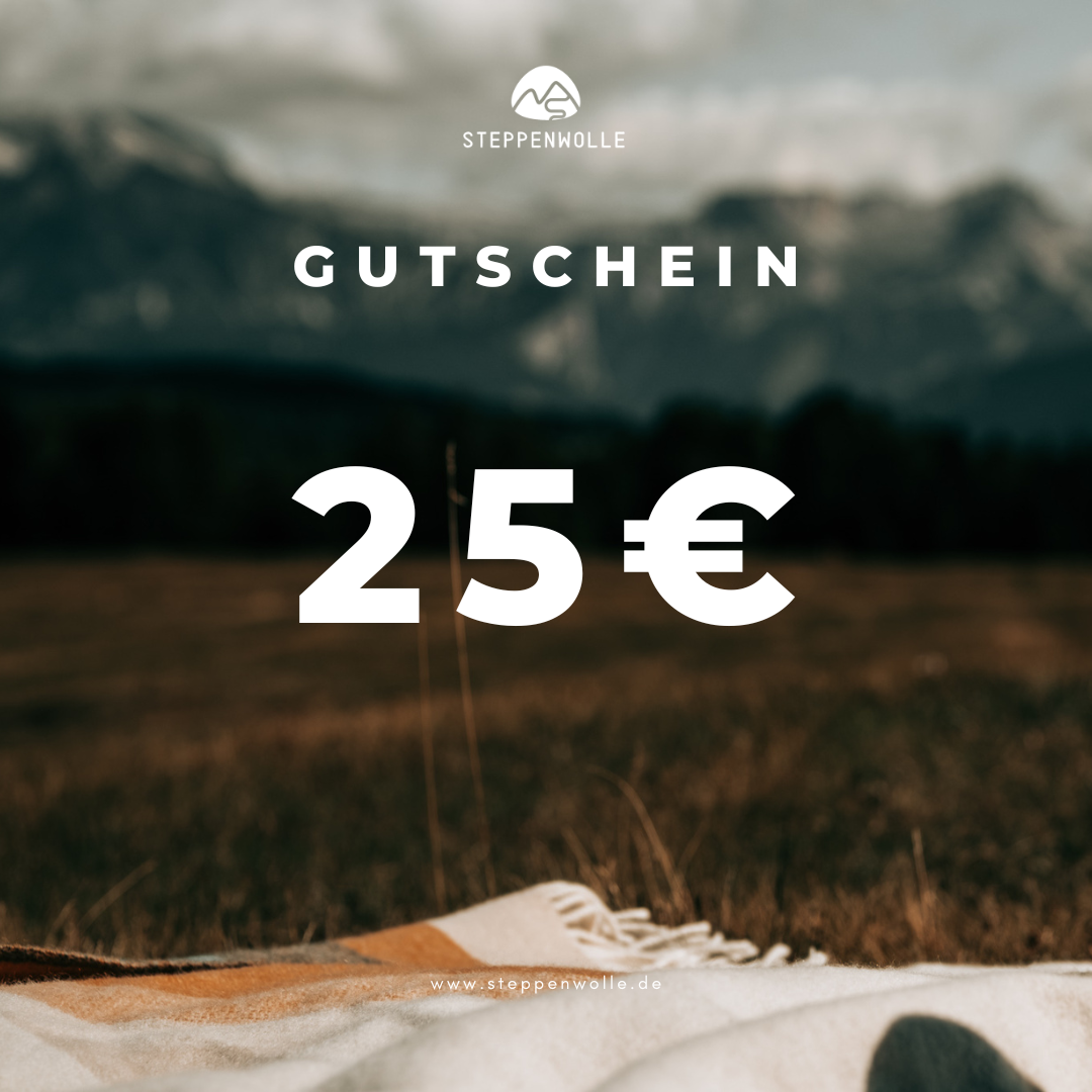 25 Euro Gutschein für eine Wolldecke von Steppenwolle 